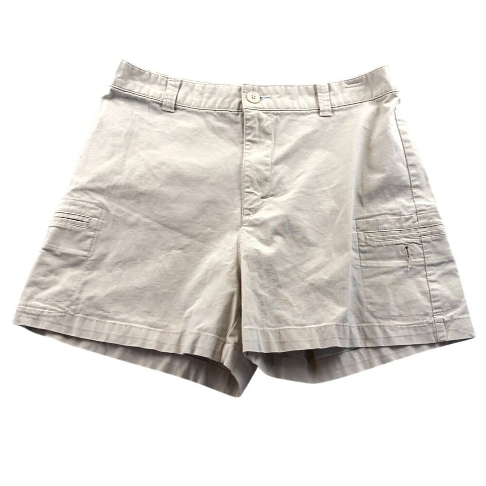 Lee Womens Cargo Shorts 10M Tan Flat Front Khakis Stretch Casual Summer Classic